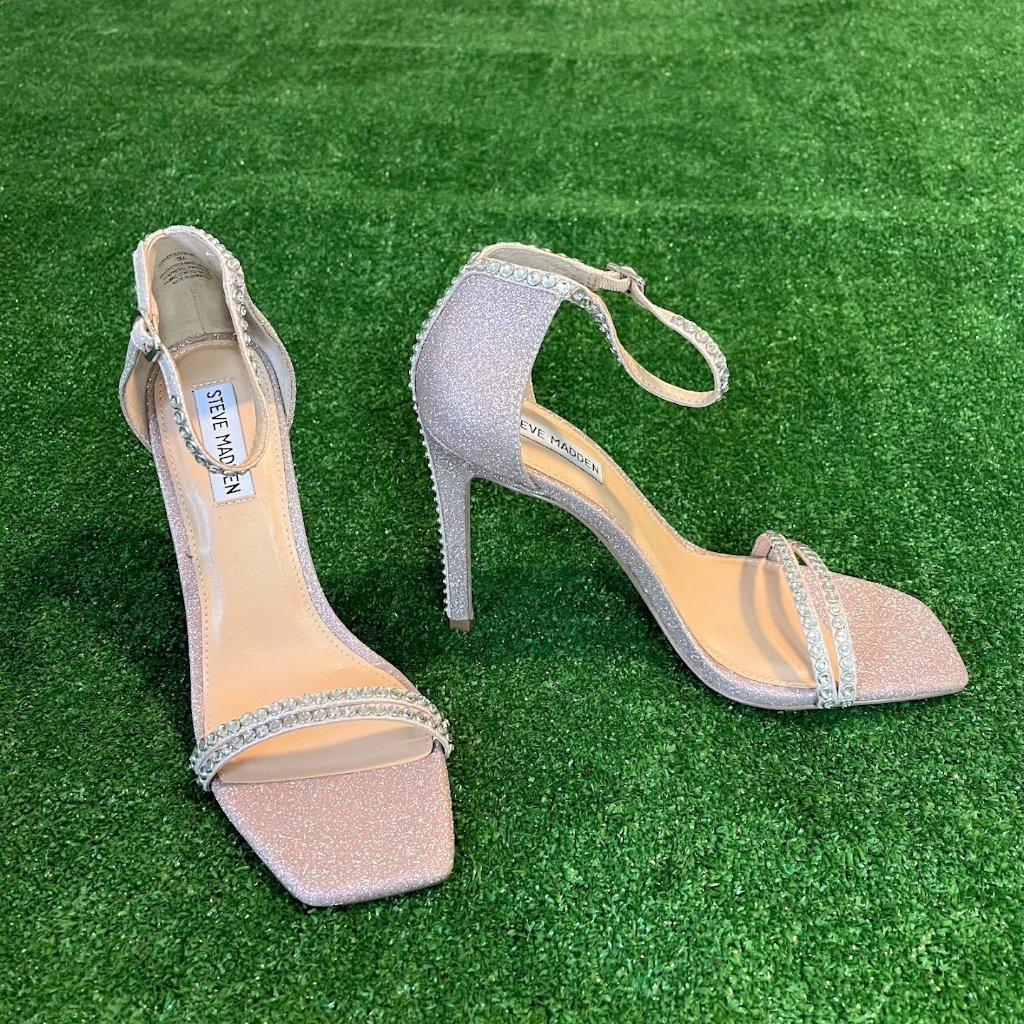 Steve Madden Women's Collette Ankle Strap Sparkling Crystal Strappy Sandals 9m